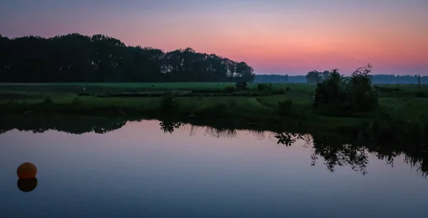 Sonnenuntergang Einer Typisch Holländischen Landschaft Sommer — Stockfoto