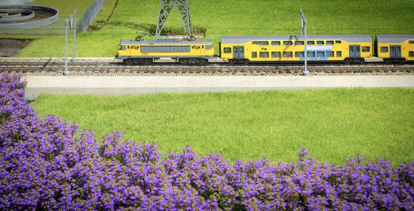 Miniatureisenbahn in ländlicher Landschaft — Stockfoto