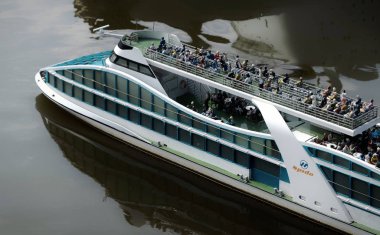 Bir limanda bir tekne minyatür modeli