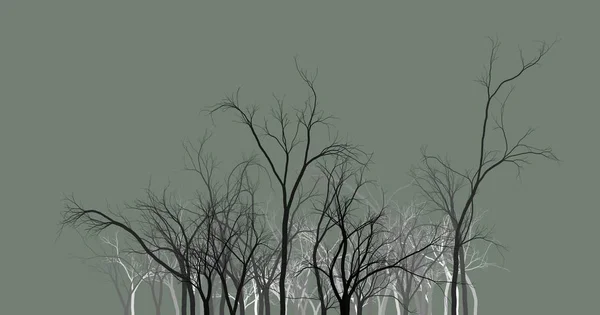 Силуети чорного дерева на темному тлі. фон шпалер абстрактний — стокове фото