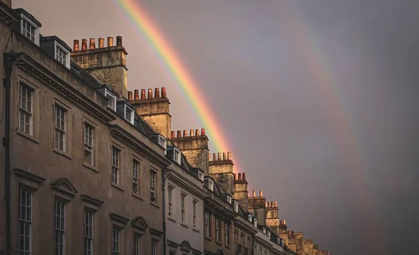 Arrière Plan Avec Arc Ciel Sur Les Bâtiments Bath Dans — Photo