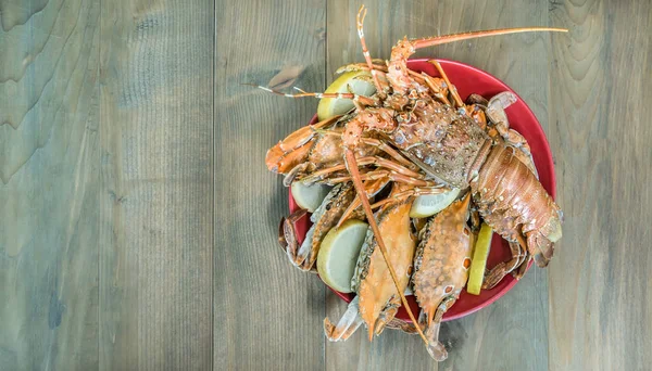 Top View Steamed Lobster Crab Plate — Stock Photo, Image
