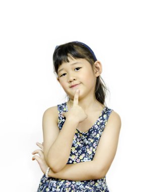 asian kız beyaz zemin üzerine portresi