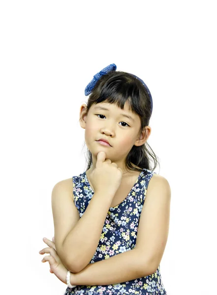 Portret Azjatycki Dziewczynka Białym Tle — Stockfoto