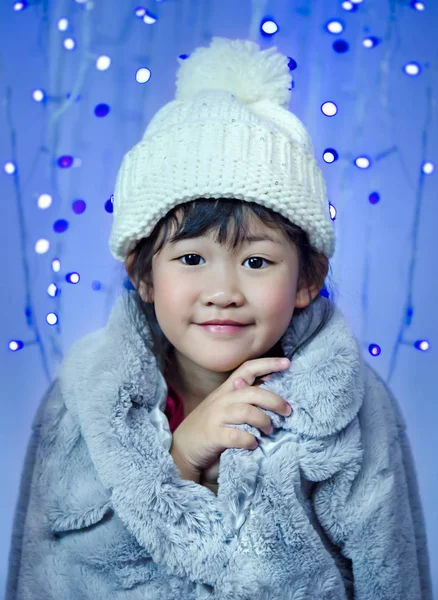 Портрет Азиатской Маленькой Милой Девочки Светом Боке Заднем Плане — стоковое фото