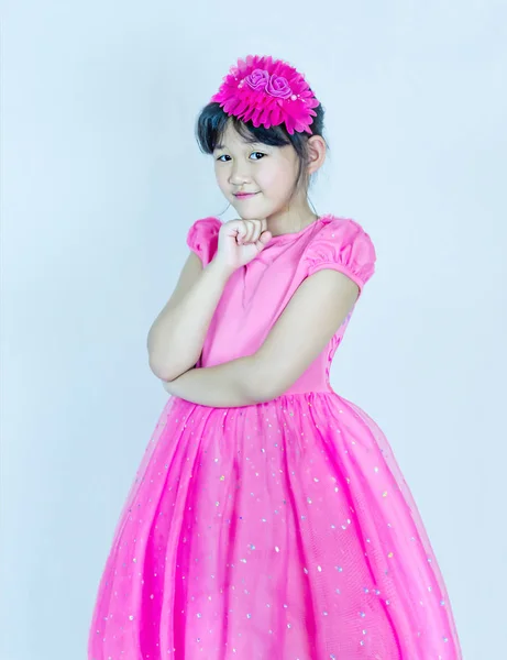 Retrato Niña Asiática Vestido Rosa —  Fotos de Stock