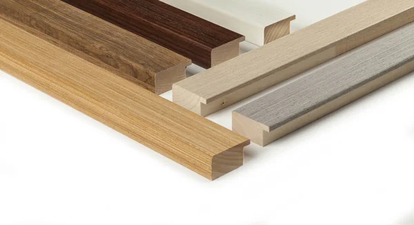 Samples Wooden Molding Isolated White — Stock Photo, Image