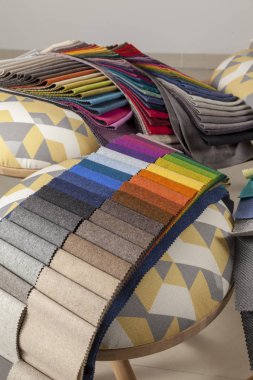 döşeme mobilya, tekstil örnekleri yakın çekim