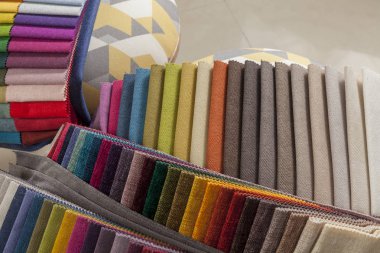 döşeme mobilya, tekstil örnekleri yakın çekim