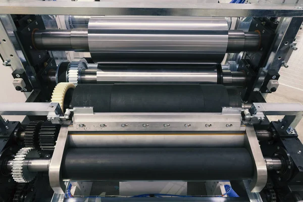 Mechanism Rollers Machines Flexo Press — Stock Photo, Image
