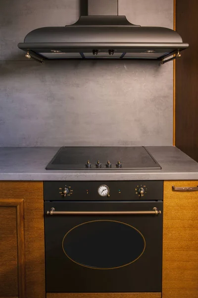 Fogão Vintage Com Ventilação Cozinha Moderna — Fotografia de Stock