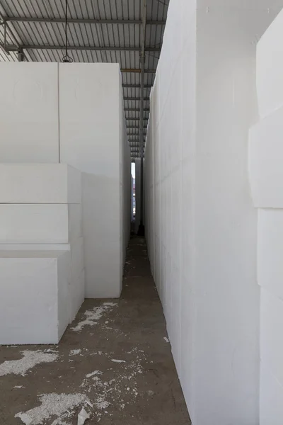 Large blocks of Styrofoam in a warehouse — Stock Photo, Image