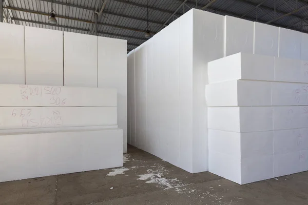 Large blocks of Styrofoam in a warehouse — Stock Photo, Image