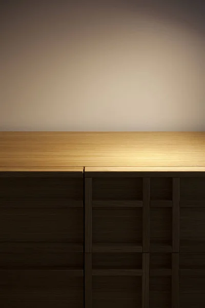 Verlicht houten bureau — Stockfoto