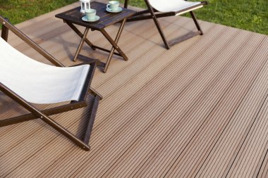 Tahta döşeme dış zemin, kapatın.