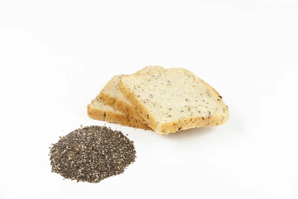 Brood Met Chia Zaden Geïsoleerd Wit — Stockfoto