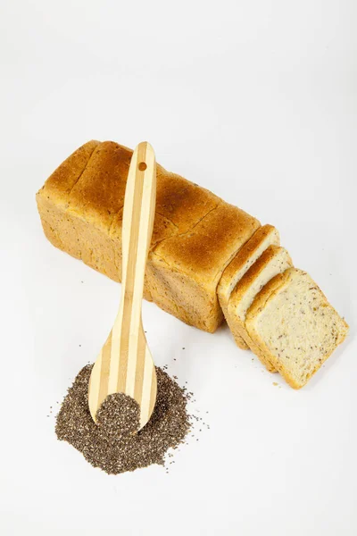 Bread Chia Seeds Isolated White — Stock Photo, Image