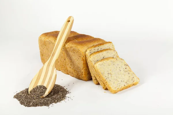 Bread Chia Seeds Isolated White — Stock Photo, Image