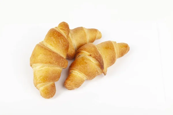 Croissant Bladerdeeg Witte Achtergrond Close — Stockfoto