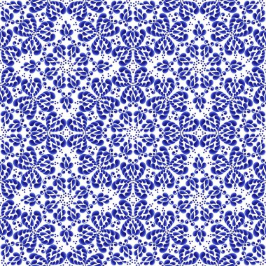 Rus halk sanatı Gzhel tekniğinde yapılmış kusursuz çiçek desenli desen..