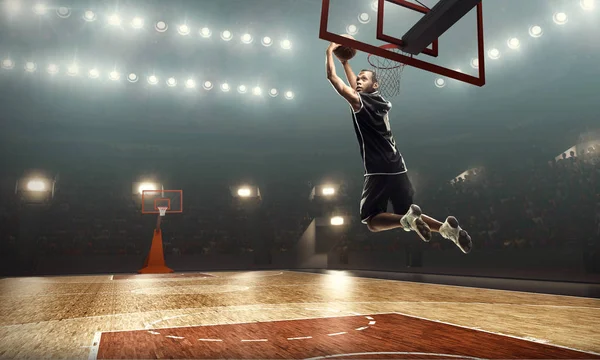 Afro Amerikaanse Basketballer Actie Slam Dunk — Stockfoto