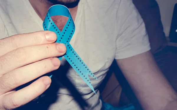 Fita Azul Azul Novembro Câncer Próstata Awarenes Mês — Fotografia de Stock