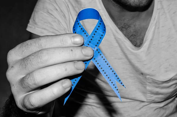 Cinta Azul Noviembre Azul Cáncer Próstata Conocer Mes — Foto de Stock