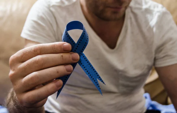 Fita Azul Azul Novembro Câncer Próstata Awarenes Mês — Fotografia de Stock