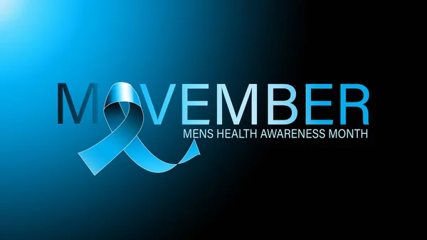 Movember Noviembre Hombres Salud Conocimiento Mes Cartel Banner Ribbon Azul — Foto de Stock