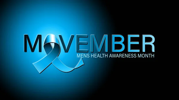 Movember November Men Health Awareness Month Poster Banner Blue Ribbon — Stock Photo, Image