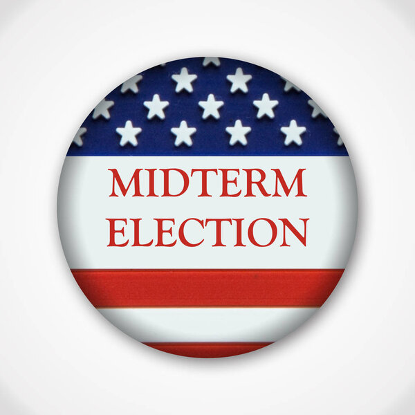 Значок значка на промежуточных выборах с американским флагом, голосование
