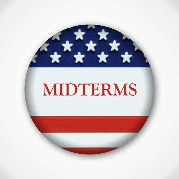 Midterm election pin button badge with american flag, voting
