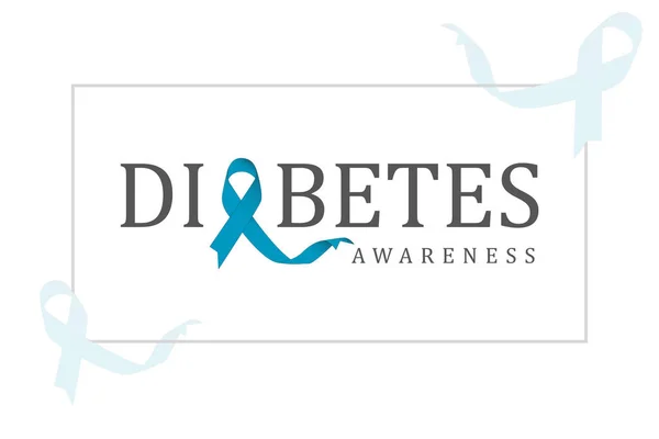 Diyabet farkındalık illüstrasyon mavi şerit bir harfi yerine beyaz zemin üzerine