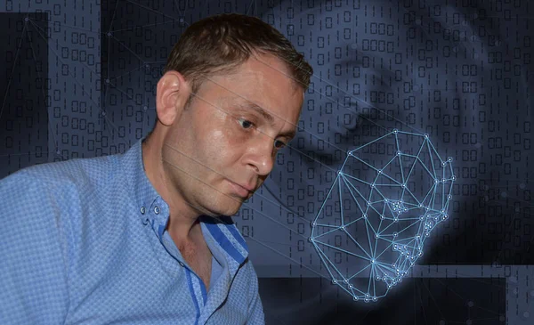 Biyometrik doğrulama - genç adam tanınma kavramı ile karşı karşıya