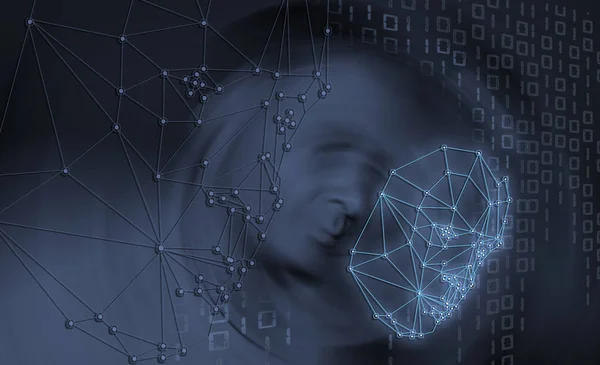 Biometrische Verificatie Gezichtsherkenning Digitale Illustratie Futuristisch — Stockfoto