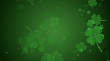 St Patricks Günü illüstrasyon, yonca yeşil arka plan üzerinde dönen yapraklar