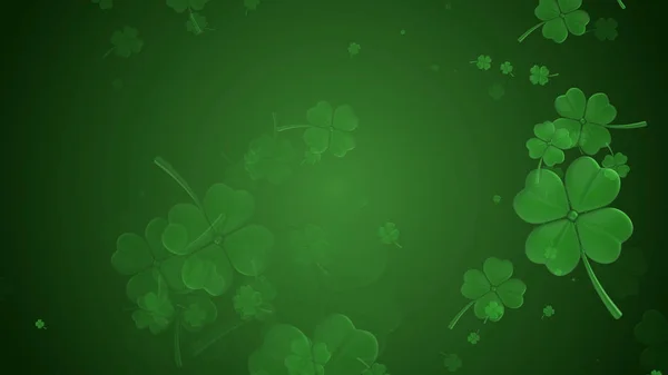 St Patricks day illustration, clover leafs rotating on the green background — Stock Photo, Image