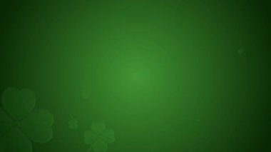 St Patricks Günü animasyon, yonca yeşil arka plan üzerinde dönen yapraklar