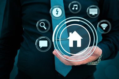 Akıllı ev kavramı. Yapay zeka akıllı homes.intelligent ev ve ev otomasyon uygulaması kavramı kullanılıyor.