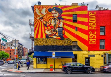 New York City, USA, May 2018, mural for 'Little Tong Noodle Shop' a Chinese restaurant on the First Avenue in East Village, Manhattan clipart