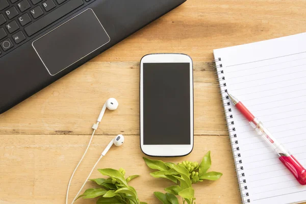 Mobile Phone Computer Notebook Accounting Business Office Desk — Stock Photo, Image