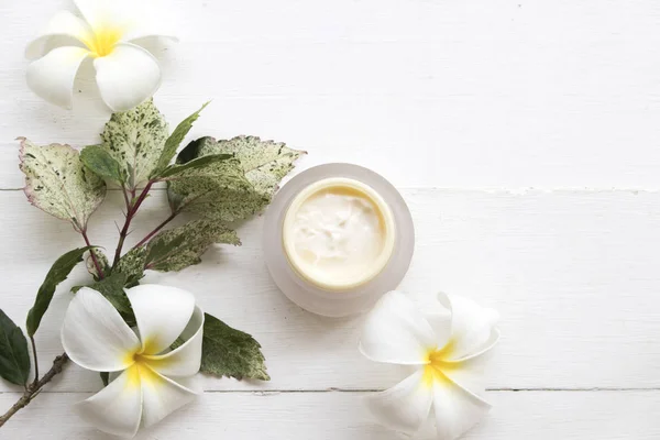 Crema Natural Para Belleza Piel Cara Cuidado Salud Mujer Fondo — Foto de Stock