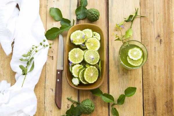 Herbal Healthy Drinks Kaffir Lime Iced Cocktail Water Local Vegetation — Stock Photo, Image