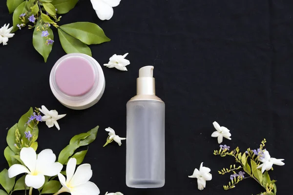 natural cosmetics aroma the therapy first serum toner  and nourish cream health care for skin face extract herbal  of lifestyle woman relax arrangement flat lay style