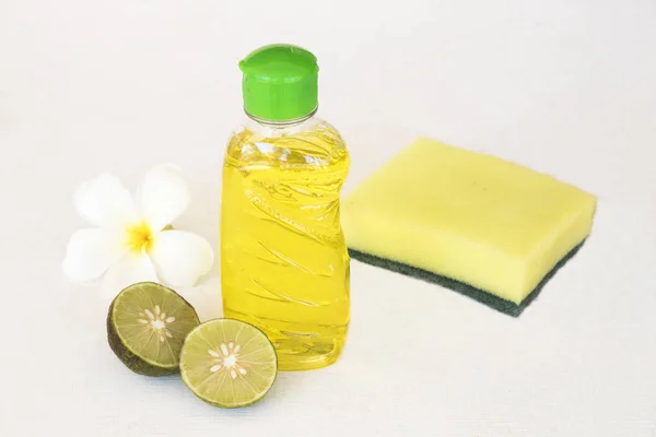 Cuci Piring Cairan Ekstrak Herbal Lemon Kesehatan Sayuran Hidangan Pembersih — Stok Foto