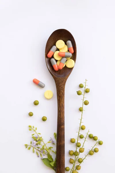 Aspirina Analgésico Pílulas Cuidados Saúde Para Arranjo Febre Flat Lay — Fotografia de Stock