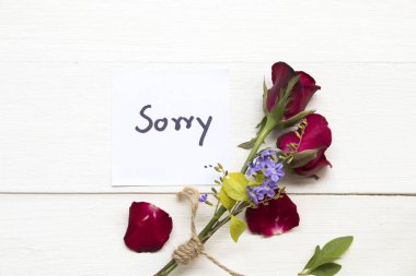 üzgünüm mesaj kartı el yazısı düzenleme düz arka plan beyaz ahşap kartpostal tarzı yatıyordu