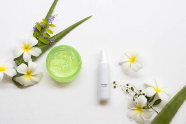 doğal kozmetik aroma yatıştırıcı jel özü bitkisel aloe vera ve kollajen su spreyi özü yüz maskesi yaşam tarzı kadın düzenleme düz yatıyordu yüz cilt için sağlık 