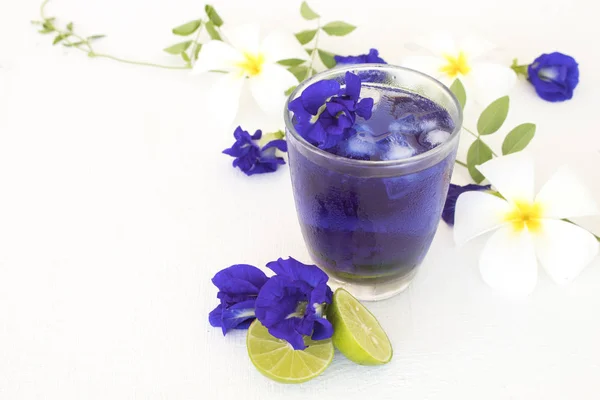 Herbal Healthy Drinks Mix Lemon Flower Butter Fly Pea Purple — Stock Photo, Image