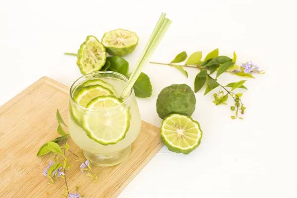 Herbal Healthy Drinks Kaffir Lime Cold Cocktail Water Drinks Heath — Stock Photo, Image